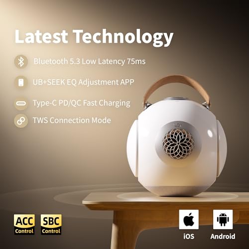 UB+ dB1 doubleBASS Bluetooth Speaker, Hi-Fi, Deep Bass, Waterproof, Portable, Wireless, 40W, 20H Playtime, Long Battery, IPX5, Bluetooth 5.3, EQ, TWS, Type-C, AUX, Support for stands(Glossy White)