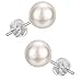 J.Rosée Earrings, Simulated Pearl Stud Earrings 925 Sterling Silver, Jewelry Gifts for Women Girls