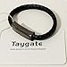Taygate Bracelet USB Charging Cable Data Charging Cord for iPhone- Mens Portable Travel Durable Braided Leather Charging Wrist Clasp USB for Apple iPhone Plus X XR Xs Max(Black-8.5 inch)