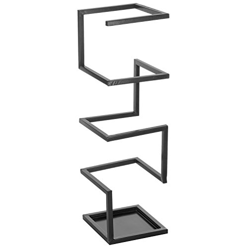 MyGift Geometric Design Metal Umbrella Holder Stand, Black