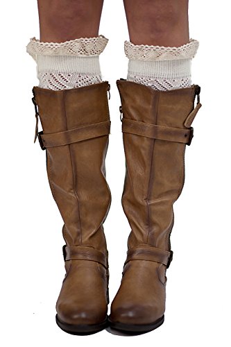 The Original 2 Button Lace Boot Cuffs Ivory by Modern Boho