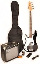 Ursa 1 RN PK LH BK Full Size Left Handed Bass Guitar Package Black w/BA1565 Amp, Carry Bag, and On LIne Video Instruction
