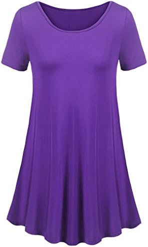 Uvog Women's Crew Neck Swing Shirt Casual Tunic Top For Leggings (S, Purple)
