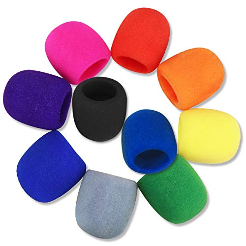 DoerDo 10 Pack Foam Sponge Microphone Cover Thick Colorful Handheld Stage Mic Windscreen