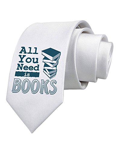 TooLoud All You Need Is Books Printed White Neck Tie