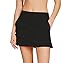 Cityoung Women's Golf Pleated Flat Skort with Pockets XL,Black-a
