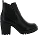 Refresh Club-01 Women's Elastic Panel Slip On Chunky Heel Ankle Booties