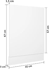 vidaXL Front Dishwasher Panel Cabinet White Chipboard 45 x 3 x 67 cm view 3