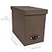 Bigso John File Box Canvas-Like Paper-Laminated Fiberboard with Leather Handle, Dark Brown, 10 2 x 7 x 13 Inches