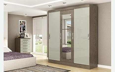 Guarda Roupas 3 Portas E Espelho Malbec Champagne Viena 100 Mdf Maxel Amazon Com Br