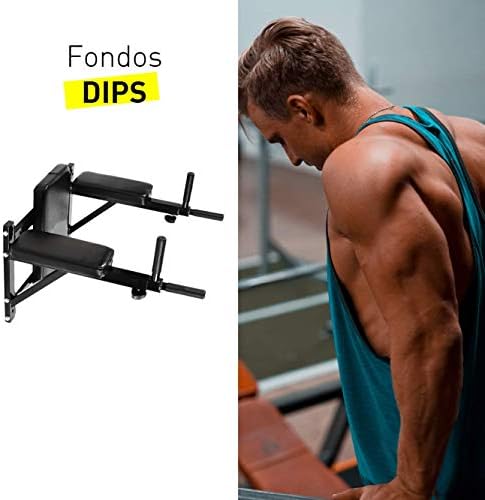 CloverFitness – Multi-Function Bench for Backgrounds, Wall Mount (for Pull Ups and Dips) Adult Unisex, Black, M-L