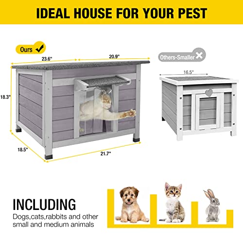 Aivituvin Feral Cat House Waterproof Outdoor Indoor Rabbit Hutch for