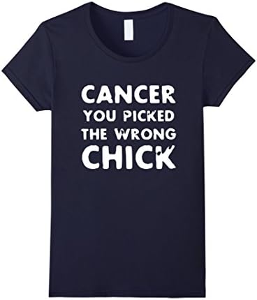 Womens Cancer You Picked The Wrong Chick T-Shirt Medium Navy