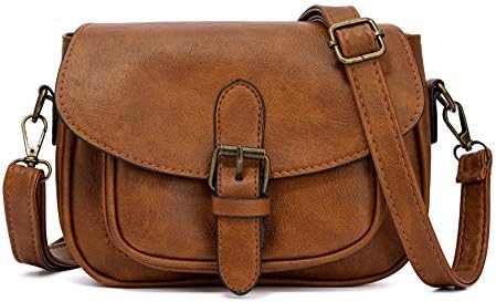 Small Purse Vintage Satchel for Women PU Leather Cover Hasp Crossbody Bag and Saddle Shoulder Bag with Long Adjustable Strap