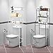 Liusin 3 Tier Bathroom Over The Toilet Organizer Shelf Space Saver Storage Cabinet Tower Toilet Shelf Organizer Stand Metal Frame Study Waterproof with 2 Hooks - 22.05 X 9.84 X 59.45inch (White)