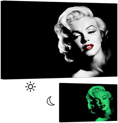 Glow in the Dark Canvas Painting - Stretched and Framed Giclee Wall Art Print - Celebrities Stars Marilyn Monroe - Master Bedroom Living Room Decor - 46 x 32 inch