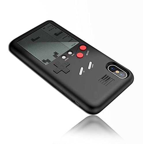 Game Phone Case Games Built in For iPhone X,Julyfox Ultra Slim Protective Phone Case 3D With Screen Tetris Games System For X Drop-Proof Bump-Proof Scratch-Proof Black