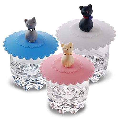 Rimobul 3 pcs Lovely Cats Lid Watertight Silicone Cup Lid Cover Mug Cap Block dust Leakproof Lid (Cat) - Thumbnail 2