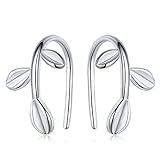 MengPa Cute 925 Sterling Silver Leaf Clip Earrings Ear Hook Unique Jewelry