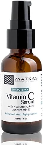 Vitamin C Serum, 20% Potency: Advanced Anti Aging Formula with Hyaluronic Acid & Vitamin E, Supports Collagen Production, Can Help Revitalize Skin, Safe for All Skin Types, 1.0 Oz. by Matkas Labs