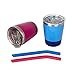 K KICHUZL Colorful Straw Cups with Lids, Pack of 2, Dual Colors Toddler Cup Set Stainless Steel Mugs with Lids and Straws (Rose/Blue)