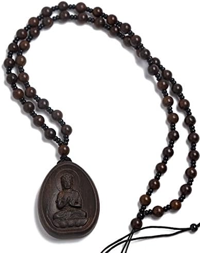 Duojimi Big day Buddha Necklace Pendant wood carving jewelry gift
