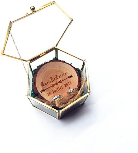 Personalized Rustic Ring Box, Moss Ring Box, Geometric Wedding Band Box, Ring Bearer Box, Glass Jewelry Box, Bridesmaids Proposal Box
