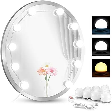 2019 Upgraded Led Vanity Mirror Lights, LANGSTAR Makeup Lights Strip Kit with 10 Hollywood Style Bulbs for Vanity Table, 8 Color Tones 6 Level Brightness