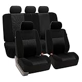 FH Group Universal Fit Full Set Trendy Elegance Car Seat Cover, (Black) (FH-FB060115, Airbag compatible and Split Bench, Fit Most Car, Truck, Suv, or Van)