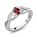 Gem Stone King 925 Sterling Silver Oval Red Garnet Engagement Ring For Women | 0.55 Cttw | Gemstone Birthstone | Oval 6X4MM | Available 5,6,7,8,9