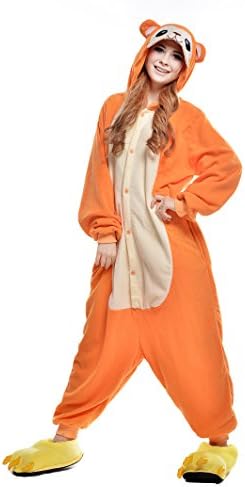 NEWCOSPIAY Unisex Adult Cosplay Pyjamas Monkey Halloween Onesie Costumes (M, Orange Monkey)