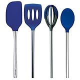 Tovolo 4pc Stainless Steel & Silicone Kitchen Utensil Set - Stratus Blue