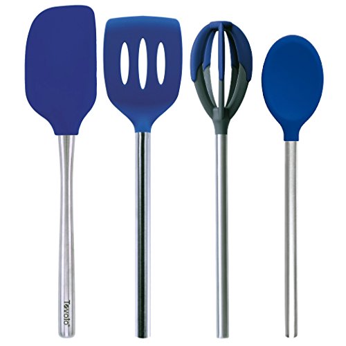Tovolo 4pc Stainless Steel & Silicone Kitchen Utensil Set - Stratus Blue