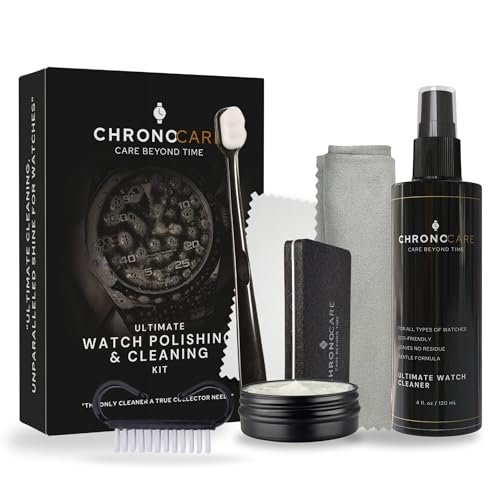 Watch Polishing & Cleaning Kit – Scratch Repair Cream, Polishing Cloth, Cleaner Spray, Matte Renewal Sponge, Brush & Premium Drying Towel – Safe for All Luxury Metal Watches – Complete Restoration Set