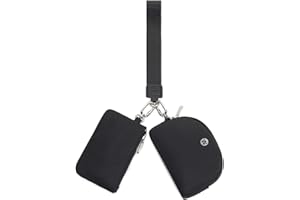 WSRYDJDL Mini Zip Around Wristlet Wallet for Women Detachable Dual Pouch Wristlet Portable Coin Pocket Keychain Small Purse (Black+Black)