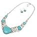 XY Fancy Vintage Look Retro Antique Silver Plated Cloun Flower Necklace Earrings Turquoise Jewelry (S000)