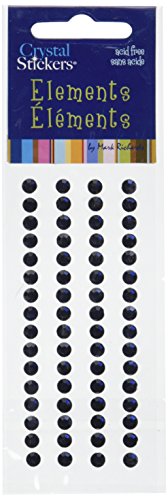 Mark Richards Elements Crystal Stickers 8003 Self-Adhesive 64-Piece Round Rhinestones Crystal Sticker Strips, 5mm, Navy Blue