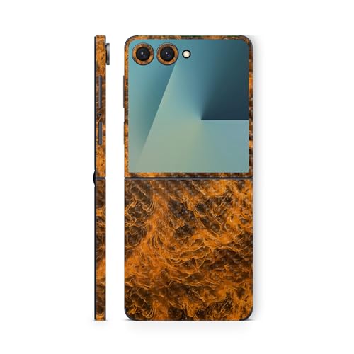 Carbon Fiber Phone Skin Compatible with Samsung Galaxy Z Flip 7 - Burning Up -…