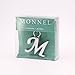 Monnel Stylish Letter M Simple Alphabet Key Ring Keychain with Velvet Bag Z-333, Silver, 3.4 (L) x 1.3 (W) x 0.1 (H) in inches