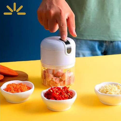 Mini Processador De Alimentos 3 Lâminas Elétrico Bivolt Usb ( Cores variadas)