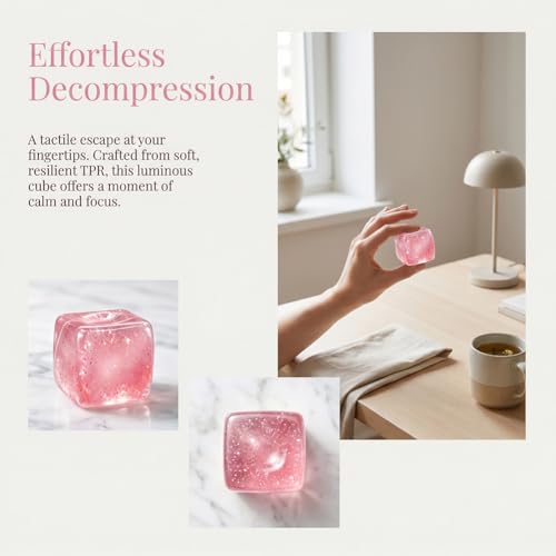 Glow in The Dark Sensory Cube Fidget Toy, Soft TPR Luminous Squeeze Block, Portable Stress Relief Hand Toy, Compact Decompression Cube, Safe Cute Desktop Play Toys for Kids and Adults