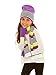 S.W.A.K Girls Knit Hat, Scarf And Gloves Set - Purple/Yellow Combo