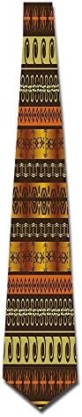 WuLion African Indigenous Motifs With Ethnic Ornaments Traditional Tribal Figures Print Men's Classic Silk Wide Tie Necktie (8 CM)
