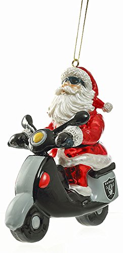 Glass Oakland Raiders Santa Scooter Ornament