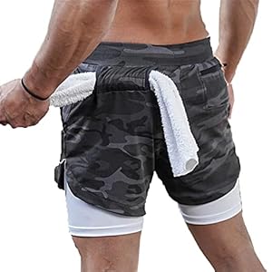 Camo Running Shorts Mannen 2 In 1 Double-Deck Sneldrogende GYM Sport Shorts Fitness Jogging Workout Shorts