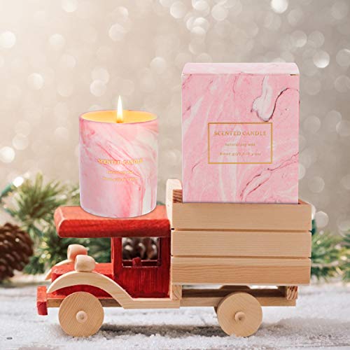 Haobell Gifts for Women - Scented Candles 100% Pure Natural Soybean Wax with Plant Essential Oils for Stress Relief Aromatherapy (Marble Pink)