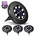 Solar Ground Lights, 8 LED Solar Disk Lights Waterproof Solar Garden Lights Outdoor for Patio Pathway Ground Lawn Yard Driveway Walkway - White (4 Pack)(Black-8 LED)