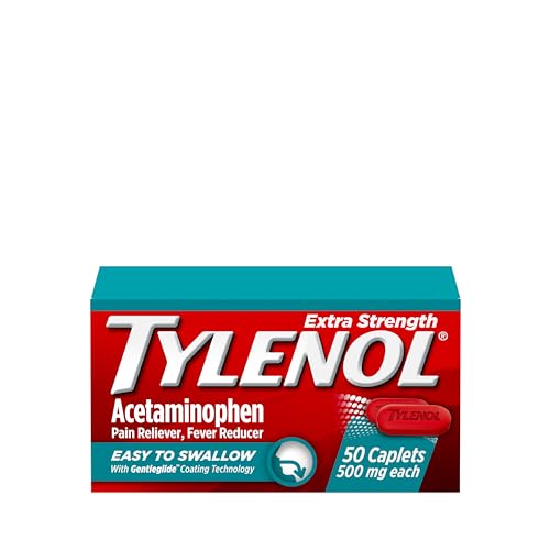 TYLENOL EXTRA STRENGTH EASY TO SWALLOW ACETAMINOPHEN, PAIN RELIEVER & FEVER REDUCER COATED CAPLETS FOR ADULTS WITH GENTLEGLIDE TECHNOLOGY, 500 MG EXTRA STRENGTH ACETAMINOPHEN, 50 CT