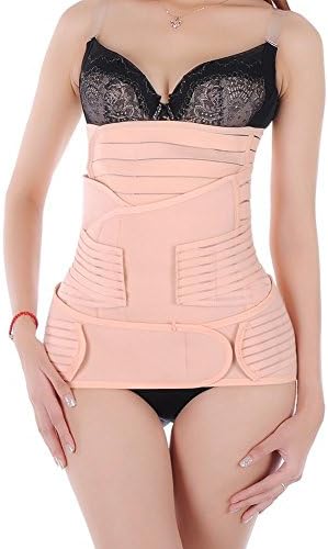 Lifemall CL Postpartum Support Recover Belly Pelvis Waist Trimmer Belt Shaper for Women Maternity-3 in 1 Breathable Fabric Nude (L, Stripe Type)