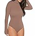 Sumtory Women High Neck Top Bodysuit Long Sleeve Bodycon Romper Solid Thong Leotard